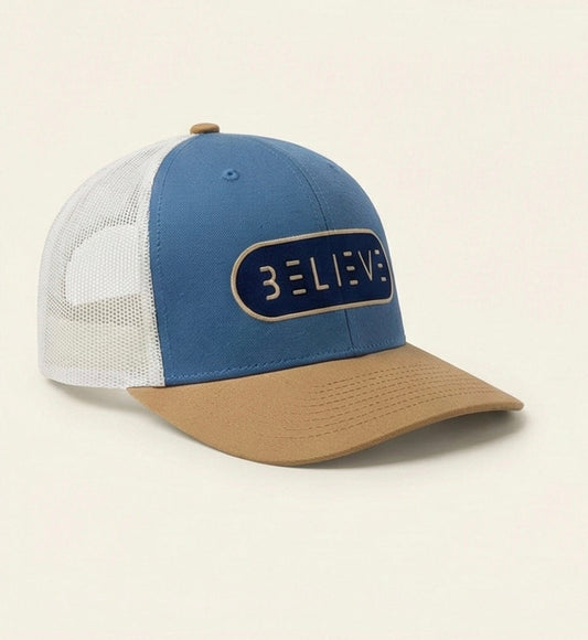 Blue and Camal Believe Trucker
