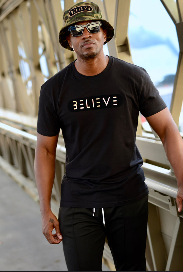 Black & Gold Classic BELIEVE T-Shirt