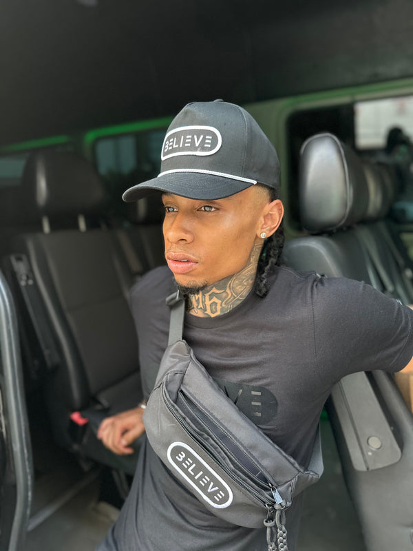 Black SnapBack With White Believe