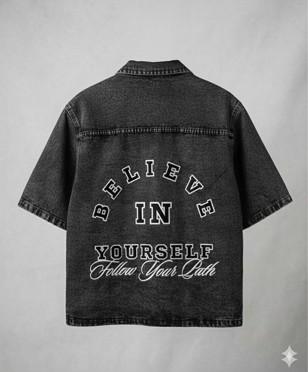 Dark Grey Denim Button Up