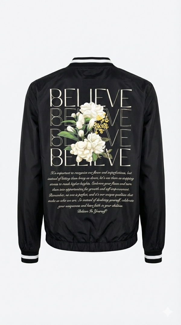 The "Believe" Floral Windbreaker Pullover Jacket