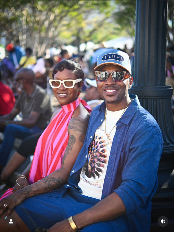 Blue and Camal Believe Trucker