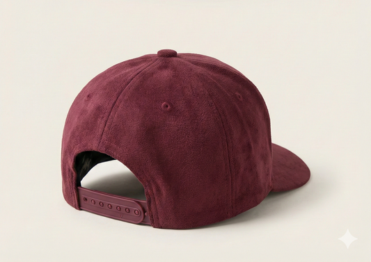 Believe Suede Snapback Hat – Cranberry & Tan