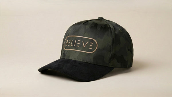 Believe Camo Satin & Suede Hat