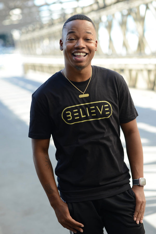 Black & Gold Classic BELIEVE T-Shirt