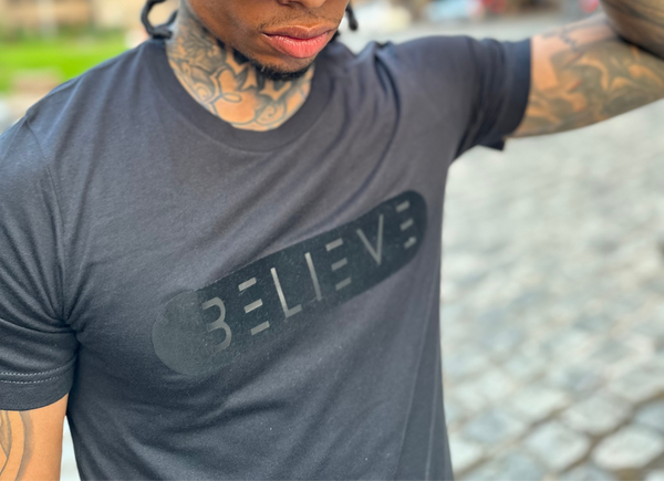 Black on Black Classic BELIEVE T-Shirt