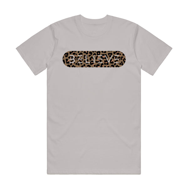 Leopard on Cream BELIEVE T-Shirt