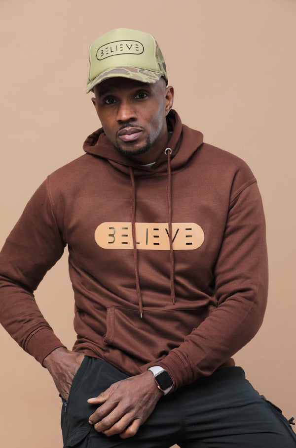 Military Tan BELIEVE Trucker Hat