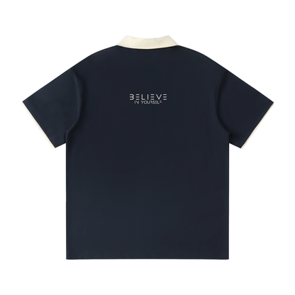 Contrast Collar Raglan Polo Shirt