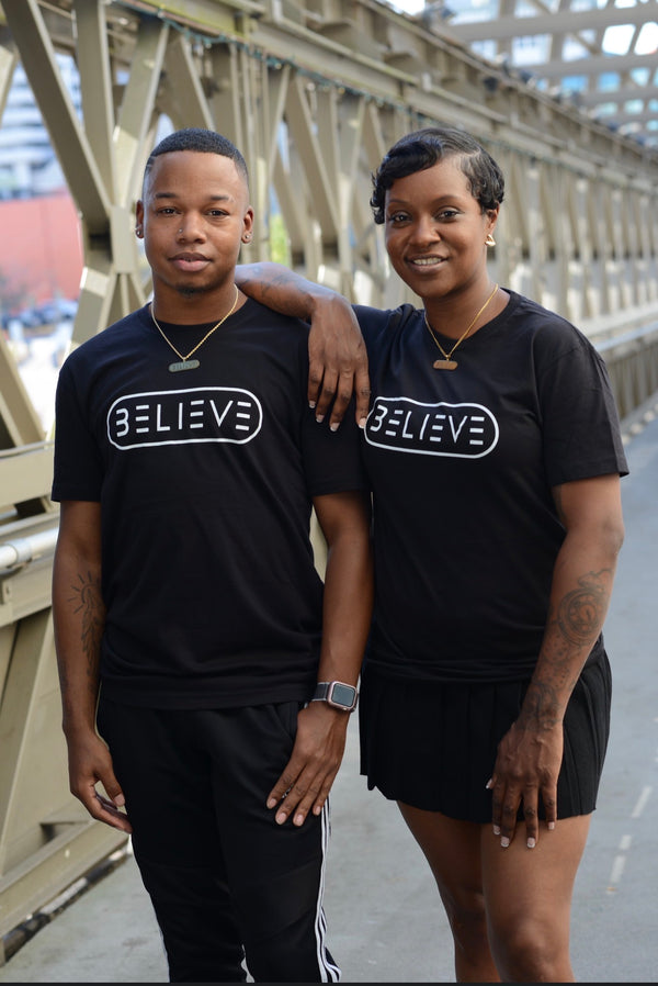 Black and White Classic BELIEVE T-Shirt