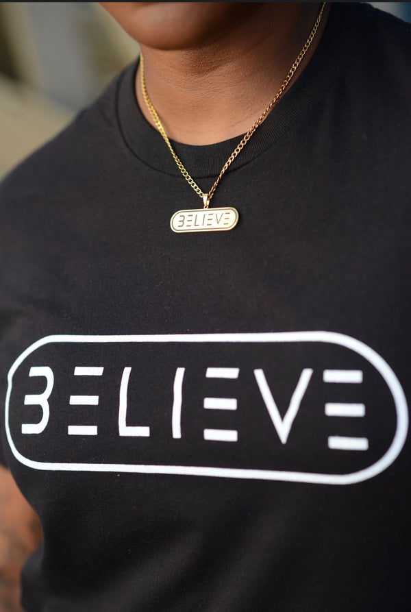 Black and White Classic BELIEVE T-Shirt