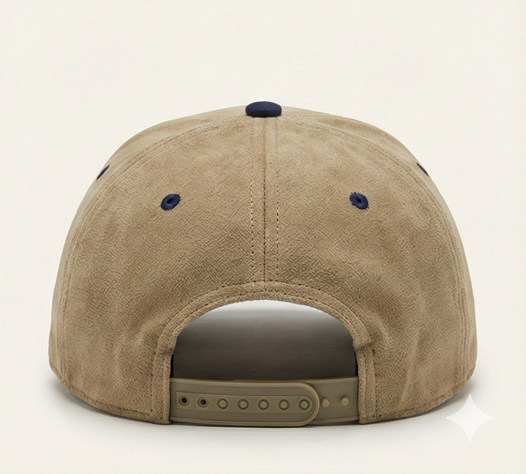 Believe Snapback Hat – Khaki & Navy Suede