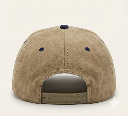 Believe Snapback Hat – Khaki & Navy Suede