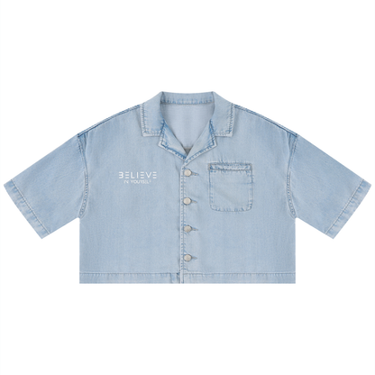 Women's Vintage Wash Boxy Cropped Shirt