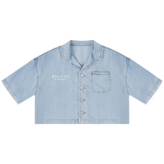 Women's Vintage Wash Boxy Cropped Shirt