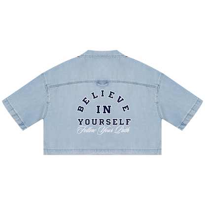 Women's Vintage Wash Boxy Cropped Shirt