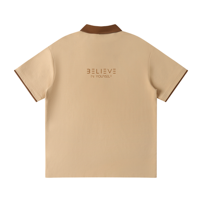Contrast Collar Raglan Polo Shirt