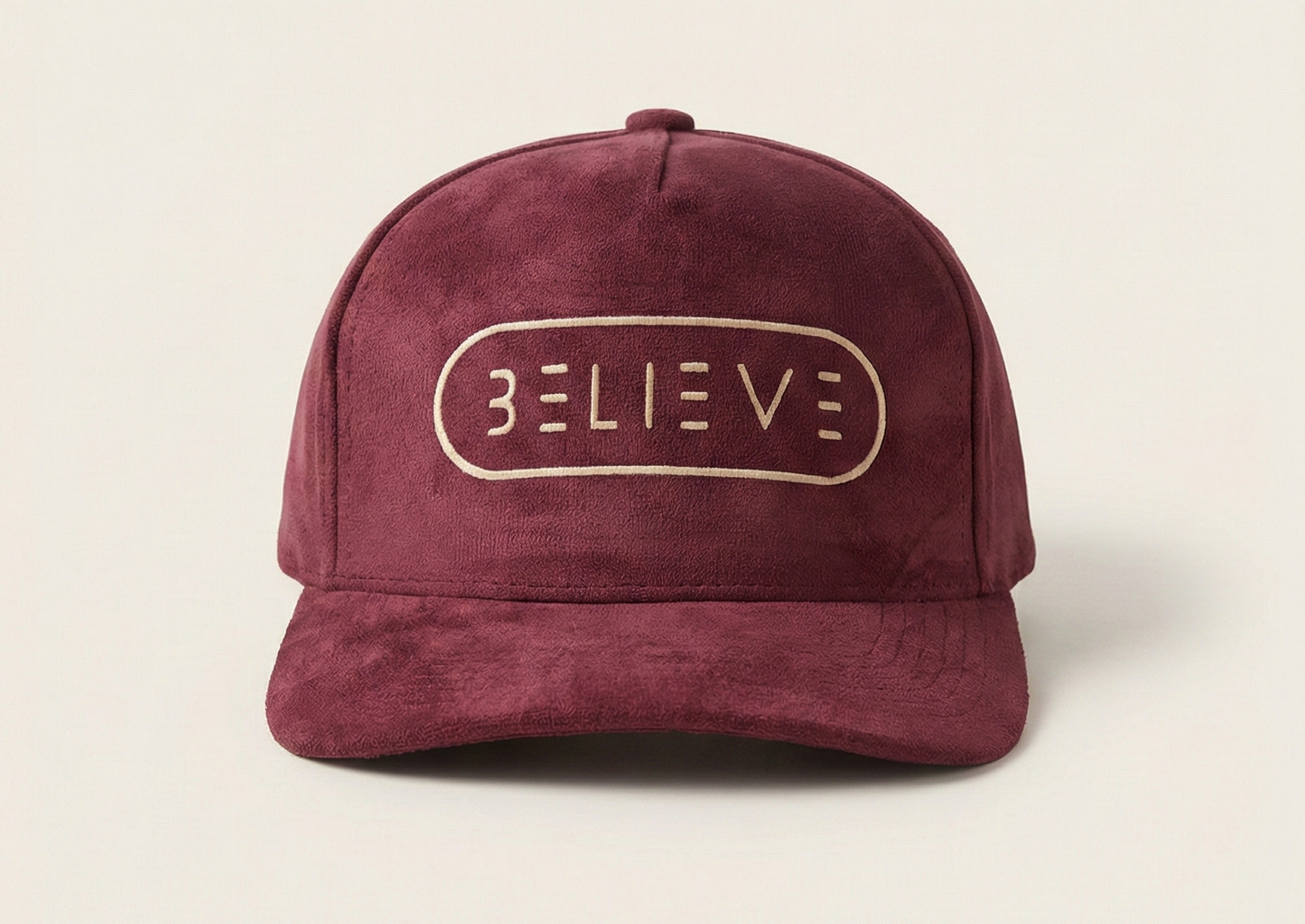 Believe Suede Snapback Hat – Cranberry & Tan