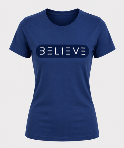 Navy & Cool Blue BELIEVE T-Shirt