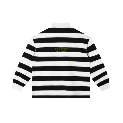 Color Block Stripe Polo Shirt