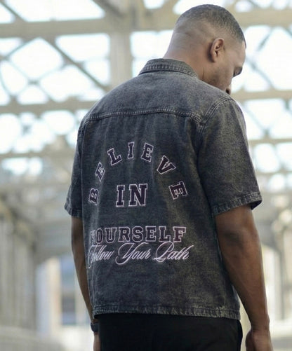 Dark Grey Denim Button Up