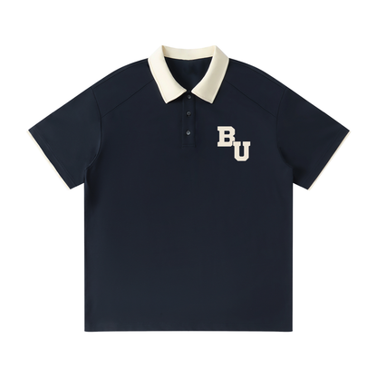Contrast Collar Raglan Polo Shirt