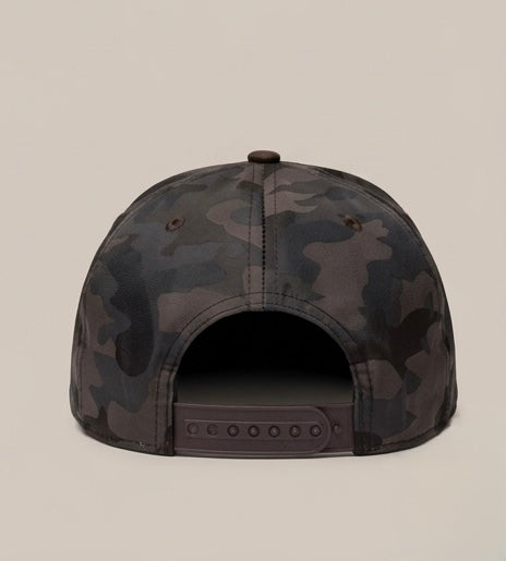 BELIEVE Camo Snapback Hat – Brown Suede Brim
