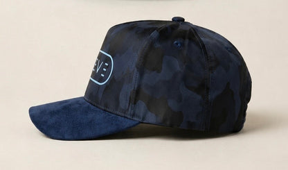 BELIEVE Camo Snapback Hat – Navy Suede Brim