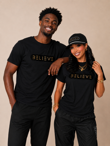 Black & Gold Classic BELIEVE T-Shirt