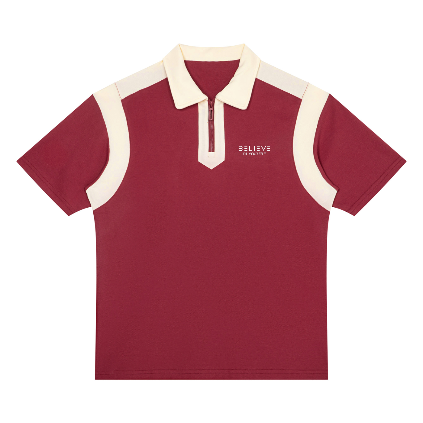 Unisex Color Block Quarter Zip Polo Shirt