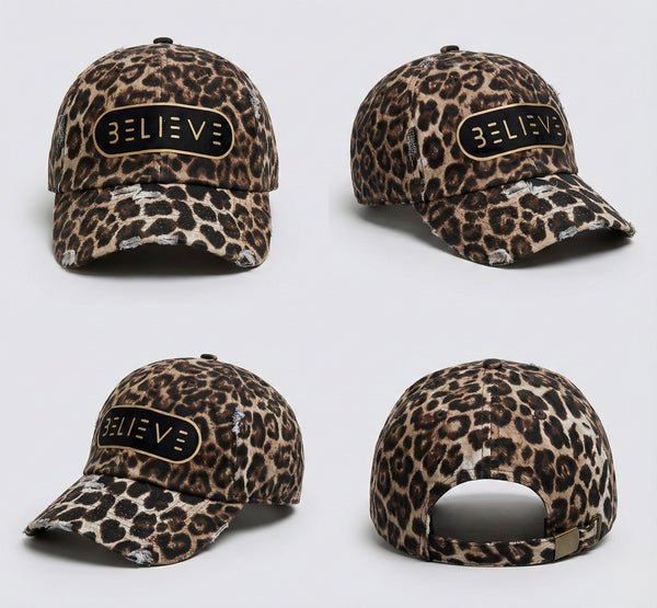 Believe Leopard Distressed Hat