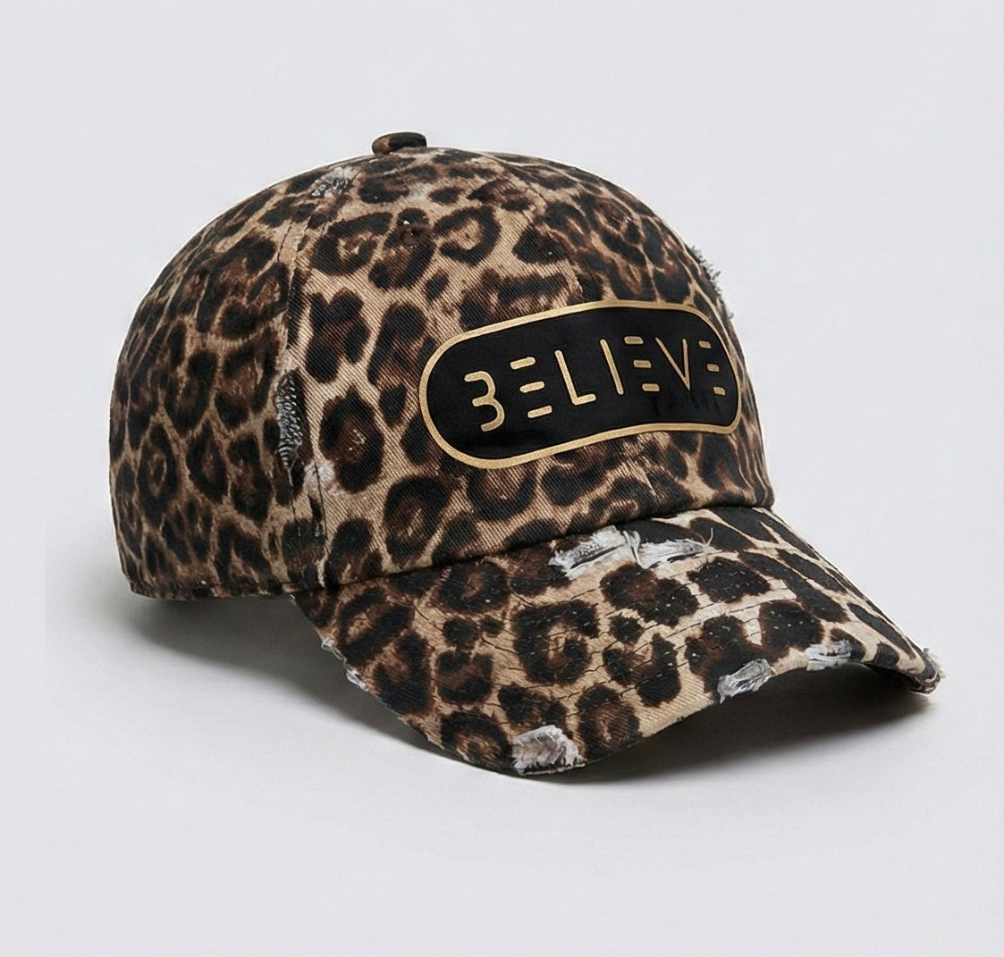 Believe Leopard Distressed Hat