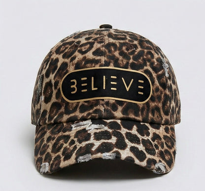 Believe Leopard Distressed Hat