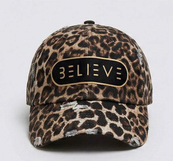 Believe Leopard Distressed Hat