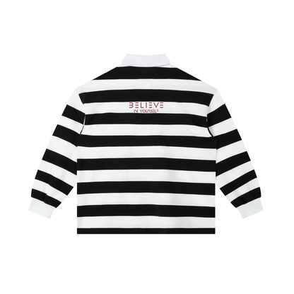 Color Block Stripe Polo Shirt