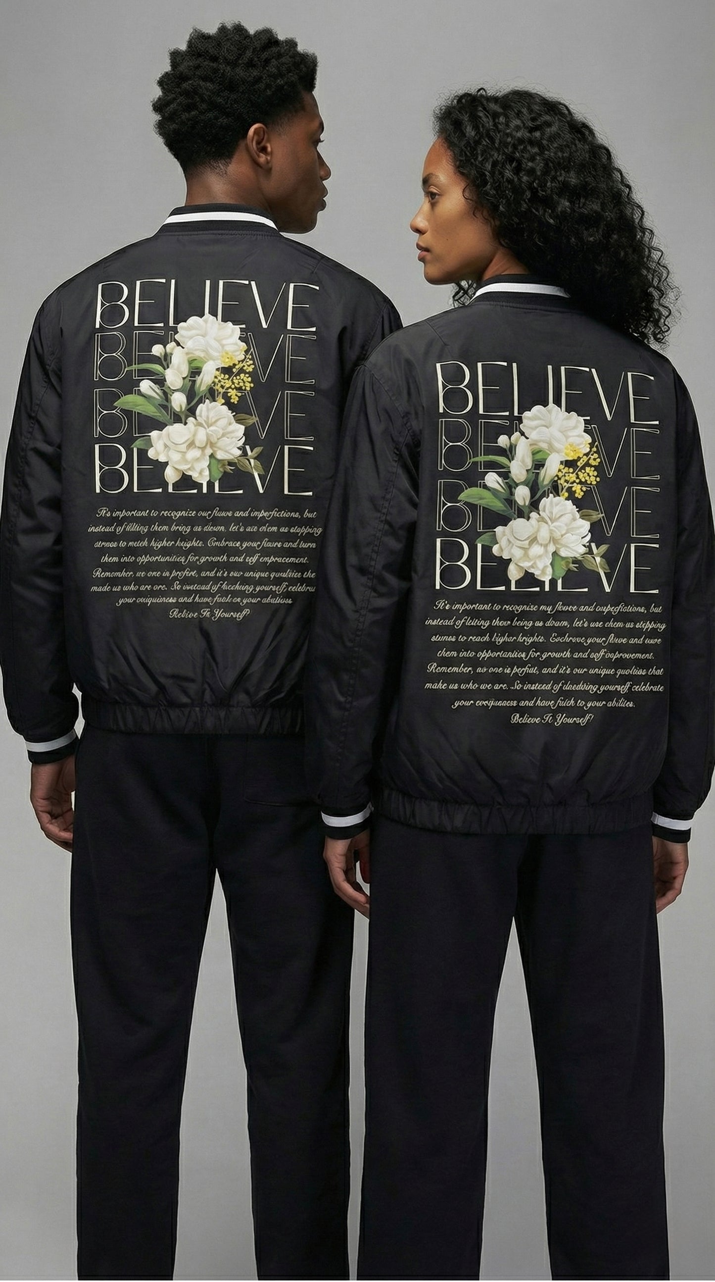 The "Believe" Floral Windbreaker Pullover Jacket