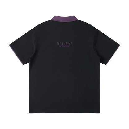 Contrast Collar Raglan Polo Shirt