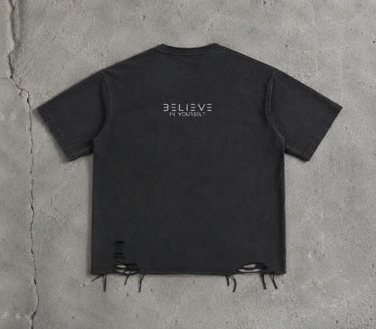 “Believe You Are Worth It” Distressed Rose Tee
