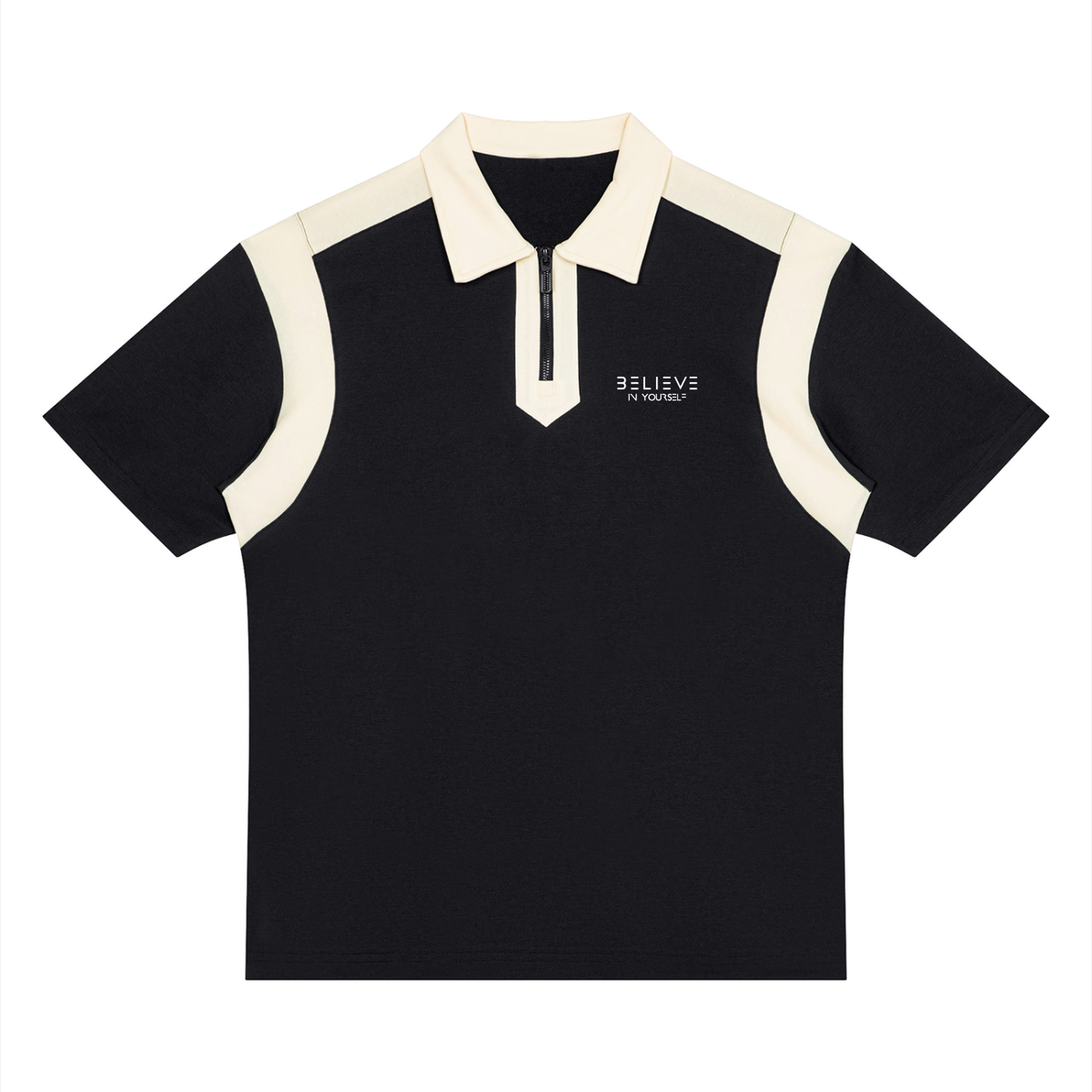 Unisex Color Block Quarter Zip Polo Shirt
