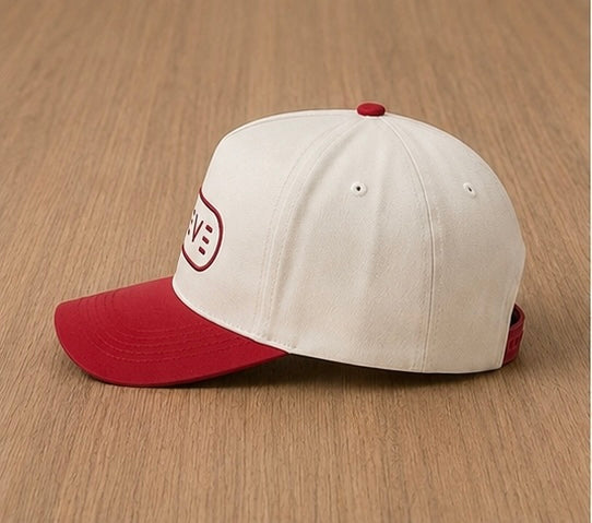 BELIEVE Snapback Hat – Cream/Red