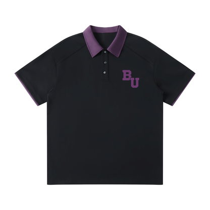 Contrast Collar Raglan Polo Shirt