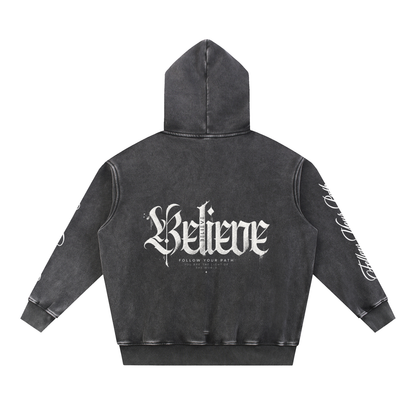 Snow Wash Fleece Oversize Hoodie