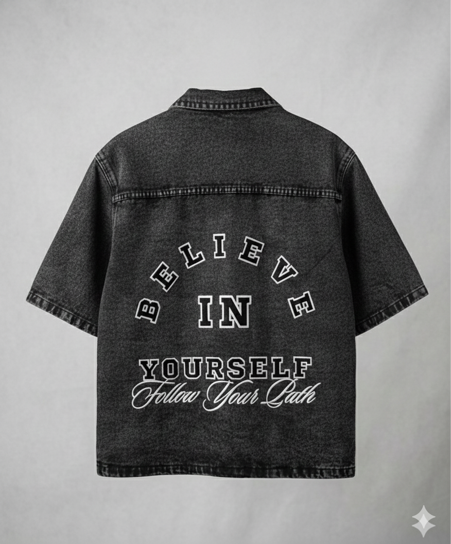 Dark Grey Denim Button Up