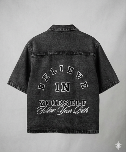 Dark Grey Denim Button Up