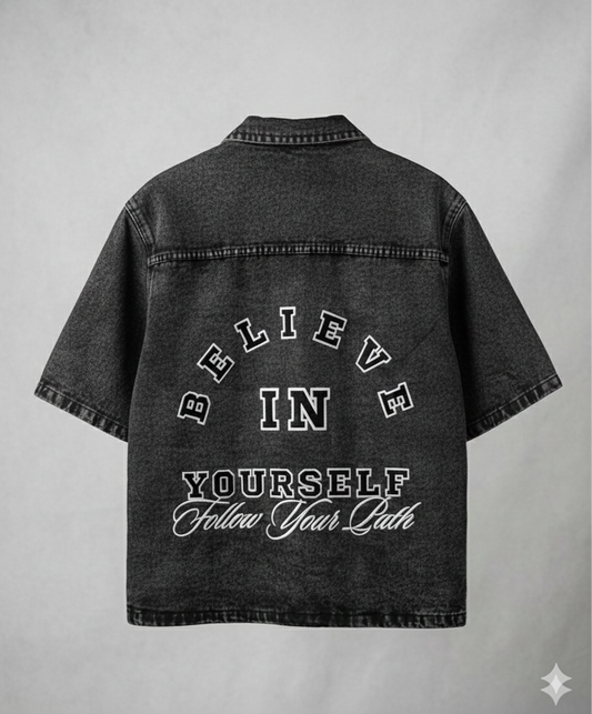 Dark Grey Denim Button Up