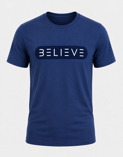 Navy & Cool Blue BELIEVE T-Shirt