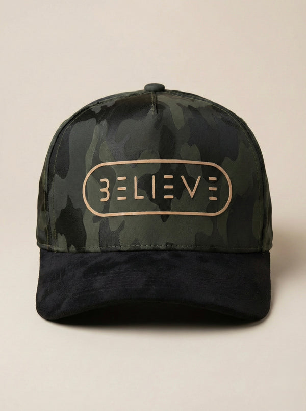 Believe Camo Satin & Suede Hat