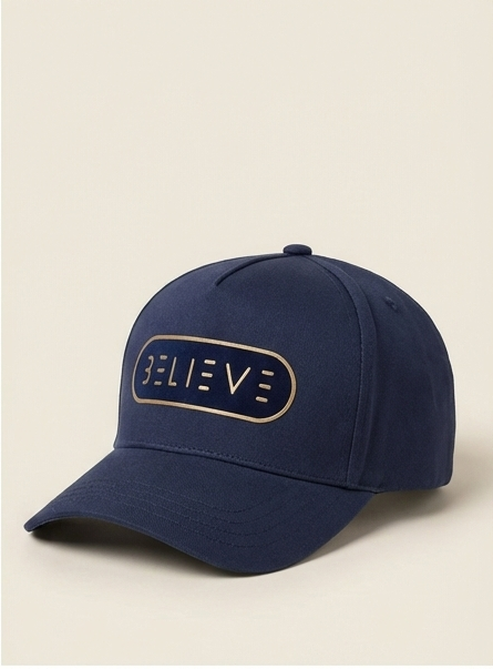 Believe Snapback Hat – Navy & Tan