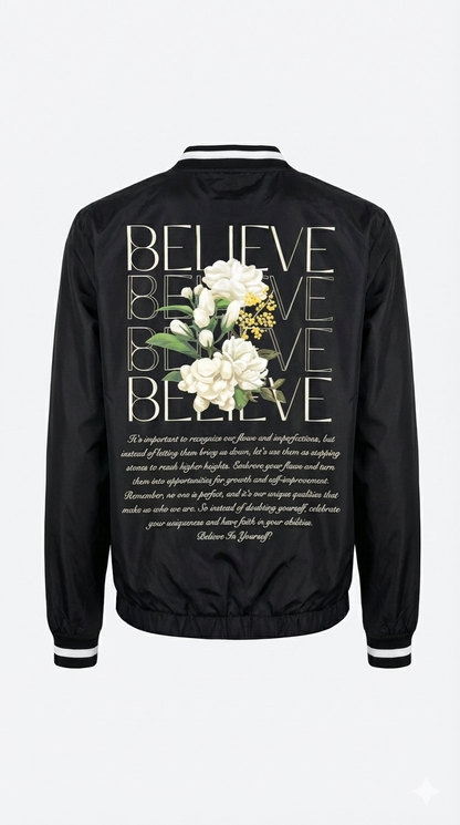 The "Believe" Floral Windbreaker Pullover Jacket