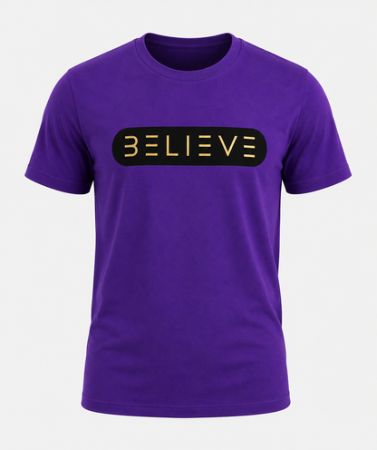 Purple and Gold Believe Tee